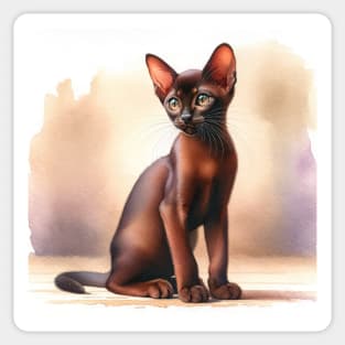 Havana Watercolor Kitten - Cute Kitties Sticker